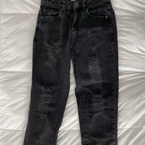 Black High Rise Damaged Jeans